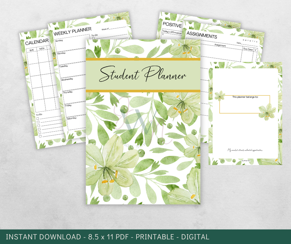 Green Blooms Student Planner